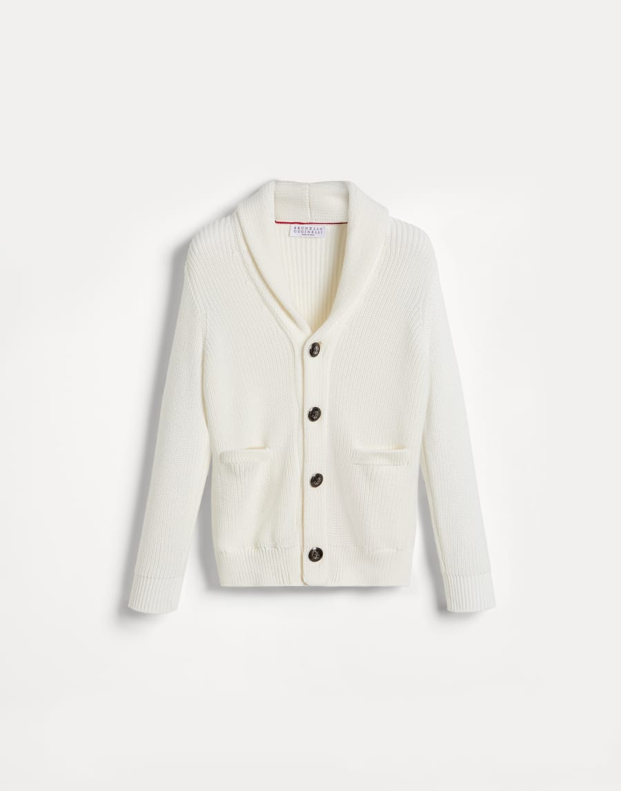 Cotton half English rib cardigan Panama Boys - Brunello Cucinelli