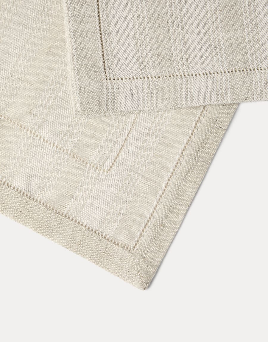 Striped linen placemat and napkin set Lessivè Lifestyle - Brunello Cucinelli