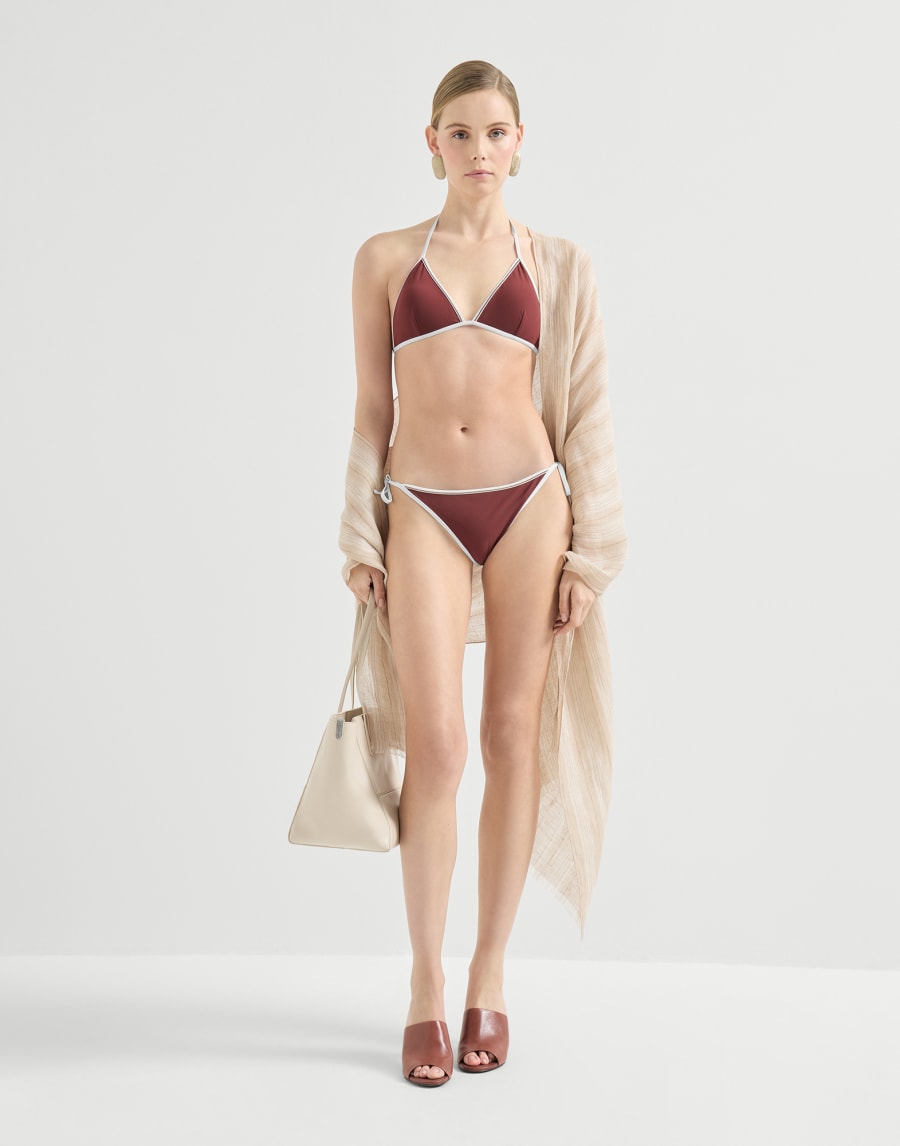 Slip bikini orné de Monile Bordeaux Femme - Brunello Cucinelli
