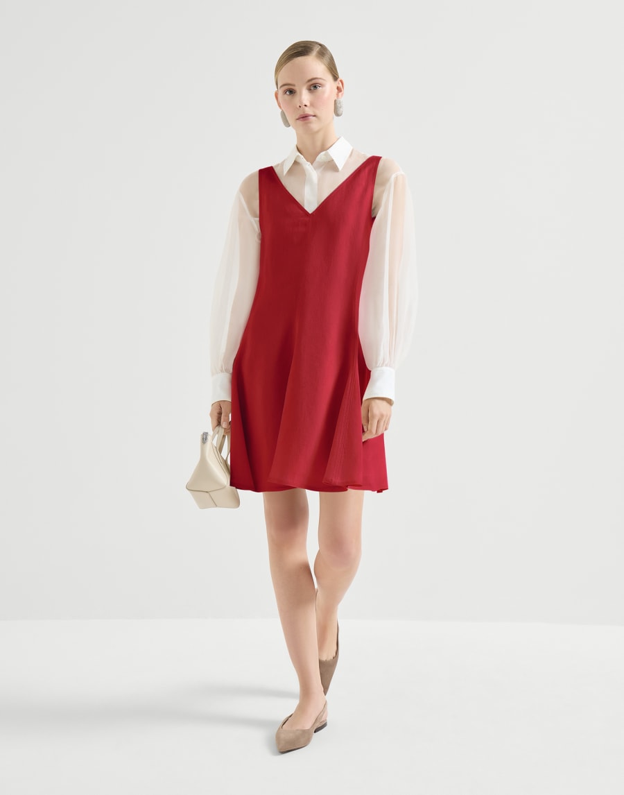 Fluid twill mini dress Red Woman - Brunello Cucinelli