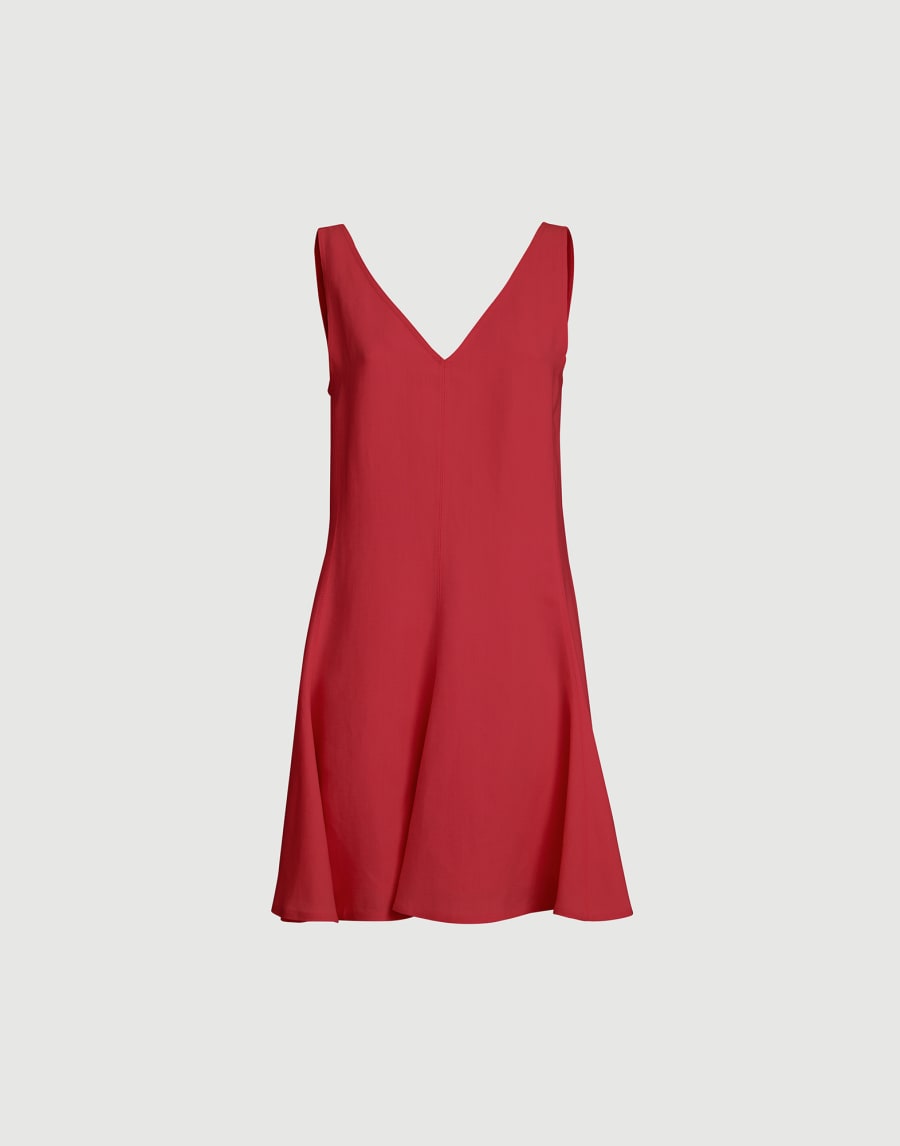 Fluid twill mini dress Red Woman - Brunello Cucinelli