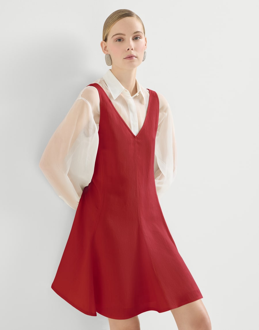 Fluid twill mini dress Red Woman - Brunello Cucinelli