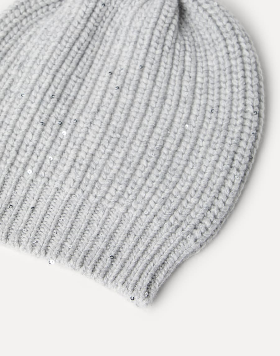 Cashmere and silk beanie Light Grey Woman - Brunello Cucinelli