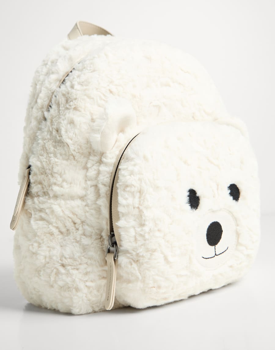 毛绒小熊双肩包 白色 女童 - Brunello Cucinelli