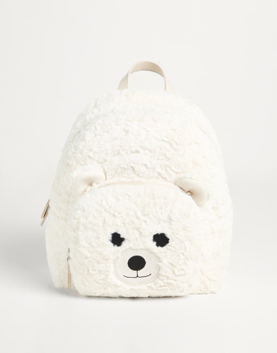 毛绒小熊双肩包 白色 女童 - Brunello Cucinelli