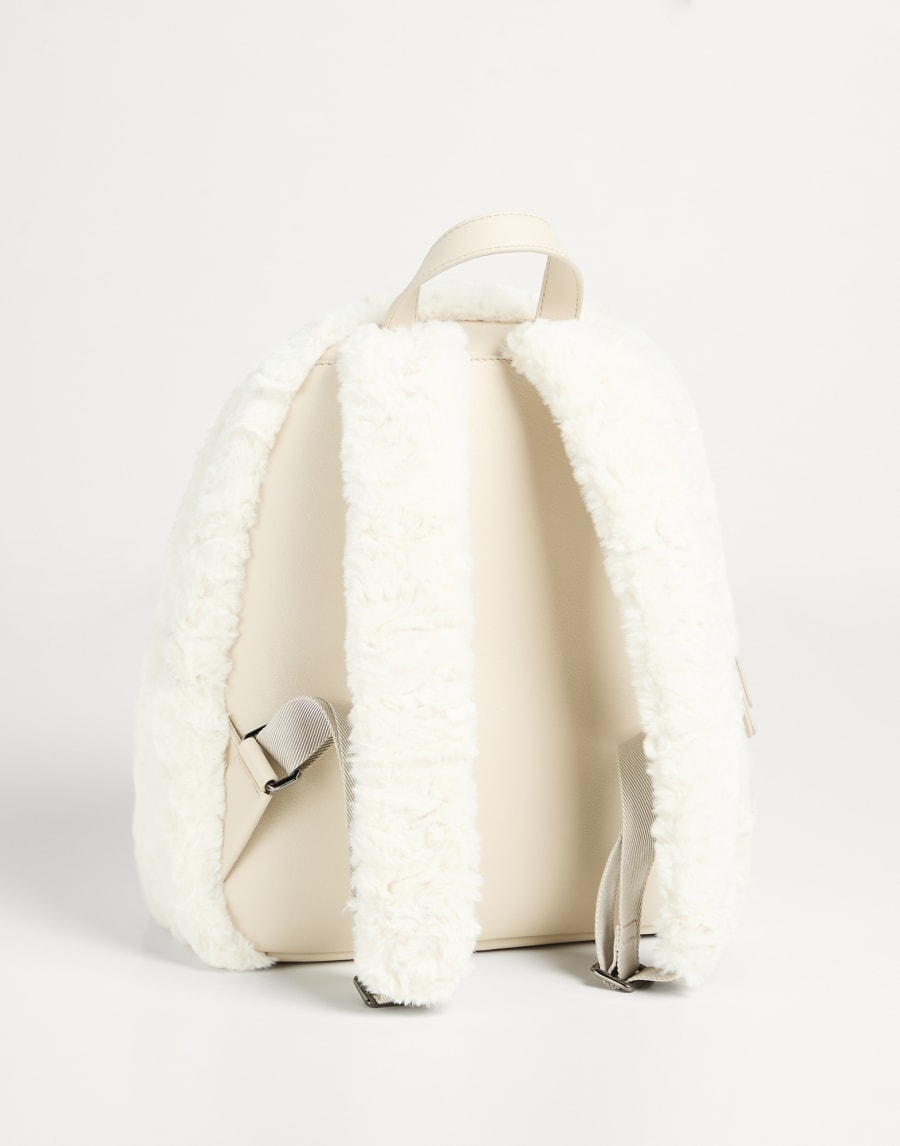 毛绒小熊双肩包 白色 女童 - Brunello Cucinelli