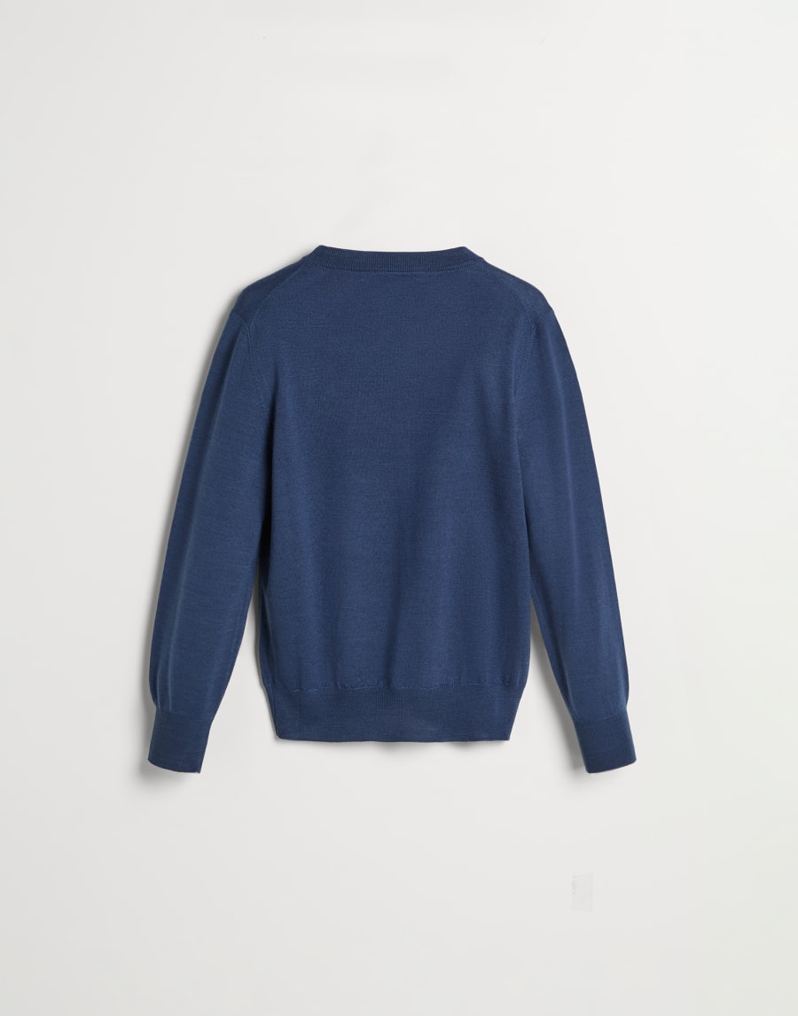 Lightweight sweater with embroidery Sky Blue Boys - Brunello Cucinelli