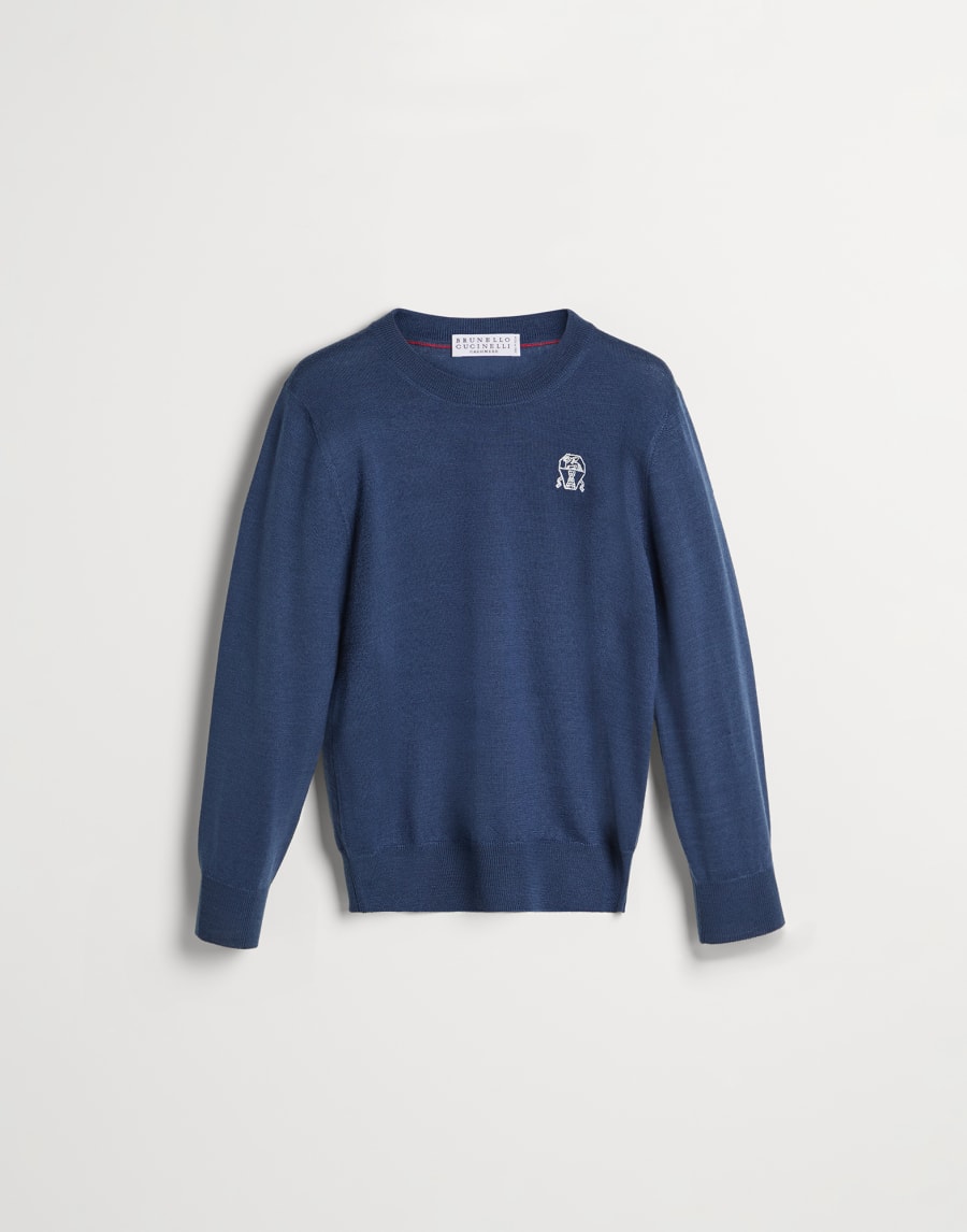 Lightweight sweater with embroidery Sky Blue Boys - Brunello Cucinelli