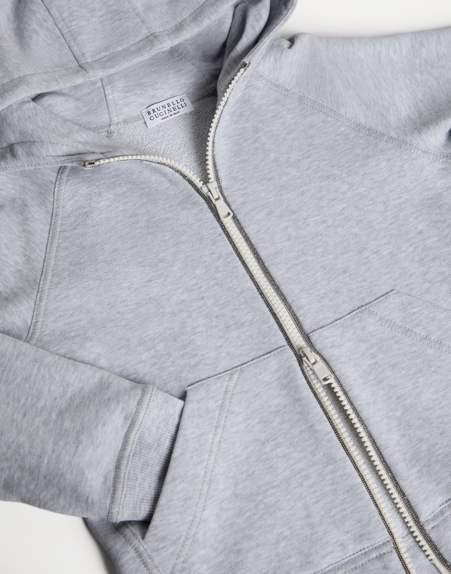 ジップ&モニーレ付き スウェットパーカー ライトグレー ガールズ - Brunello Cucinelli