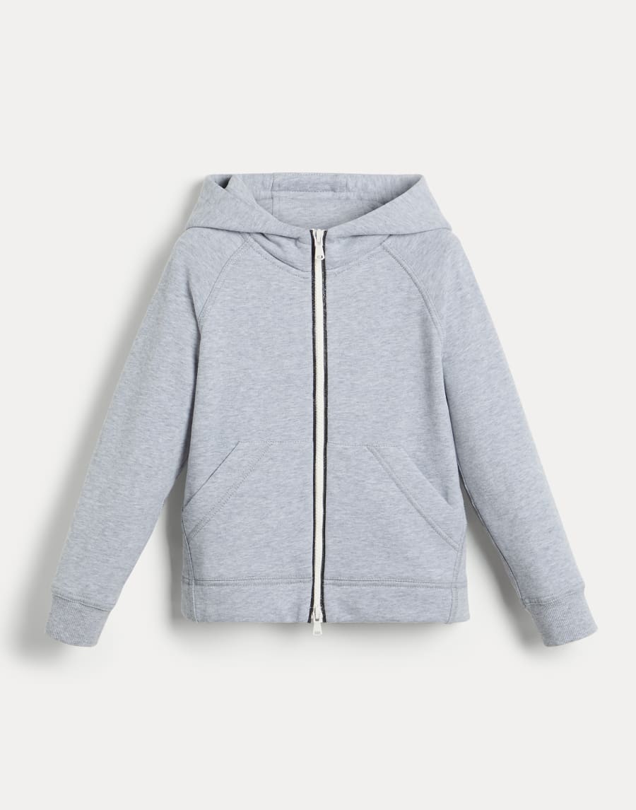 Hooded sweatshirt with zipper and monili Grey Girls - Brunello Cucinelli