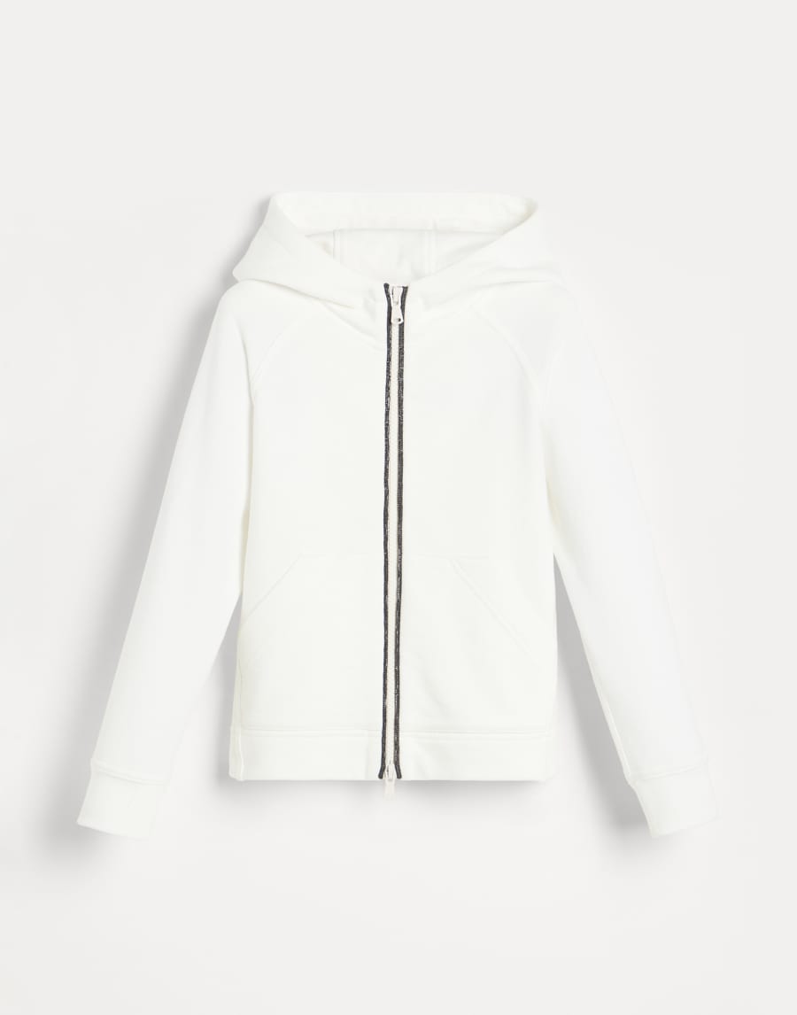 Hooded sweatshirt with zipper and monili Off-White Girls - Brunello Cucinelli