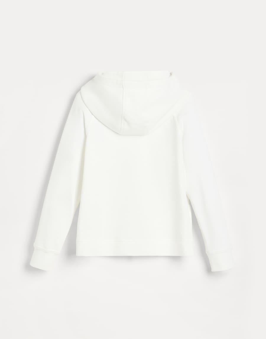 Hooded sweatshirt with zipper and monili Off-White Girls - Brunello Cucinelli