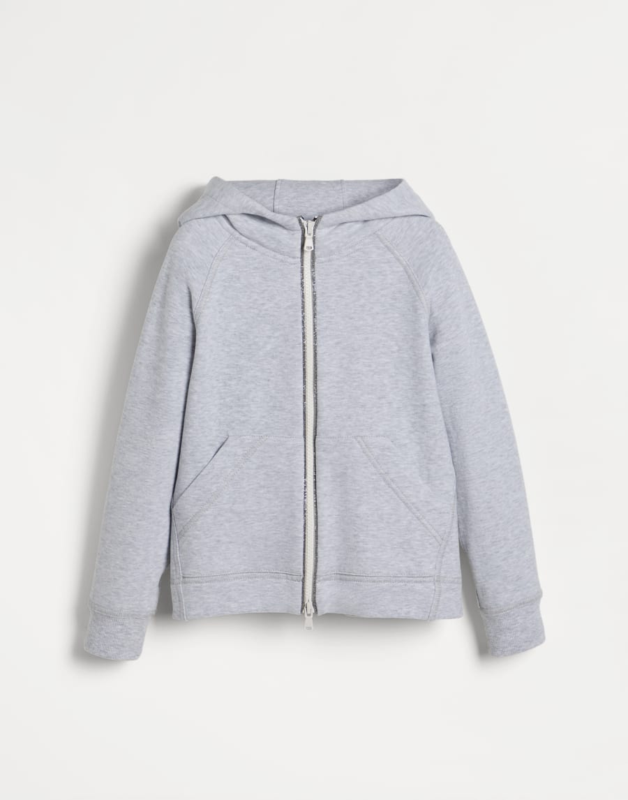 ジップ&モニーレ付き スウェットパーカー ライトグレー ガールズ - Brunello Cucinelli