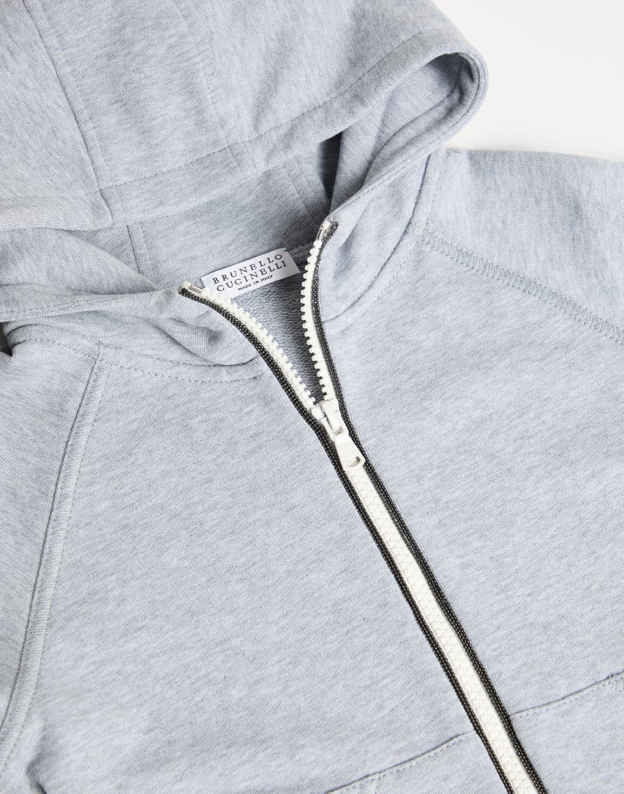 Hooded sweatshirt with zipper and monili Grey Girls - Brunello Cucinelli