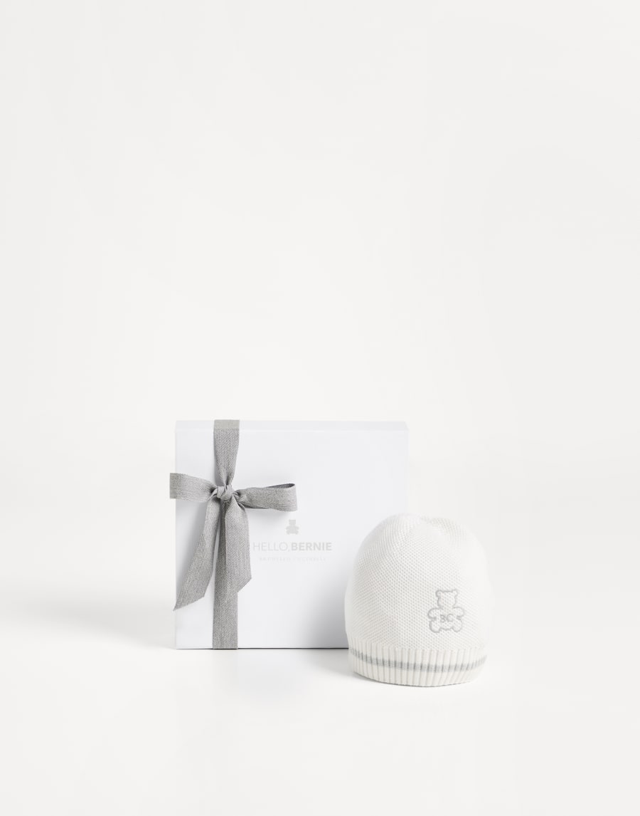 伯尼小熊幼童针织小圆帽 雾白 幼童 - Brunello Cucinelli