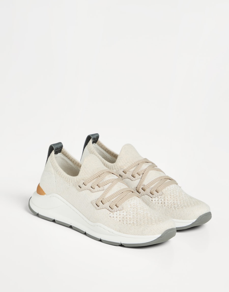 针织织物运动鞋 巴拿马色 男童 - Brunello Cucinelli