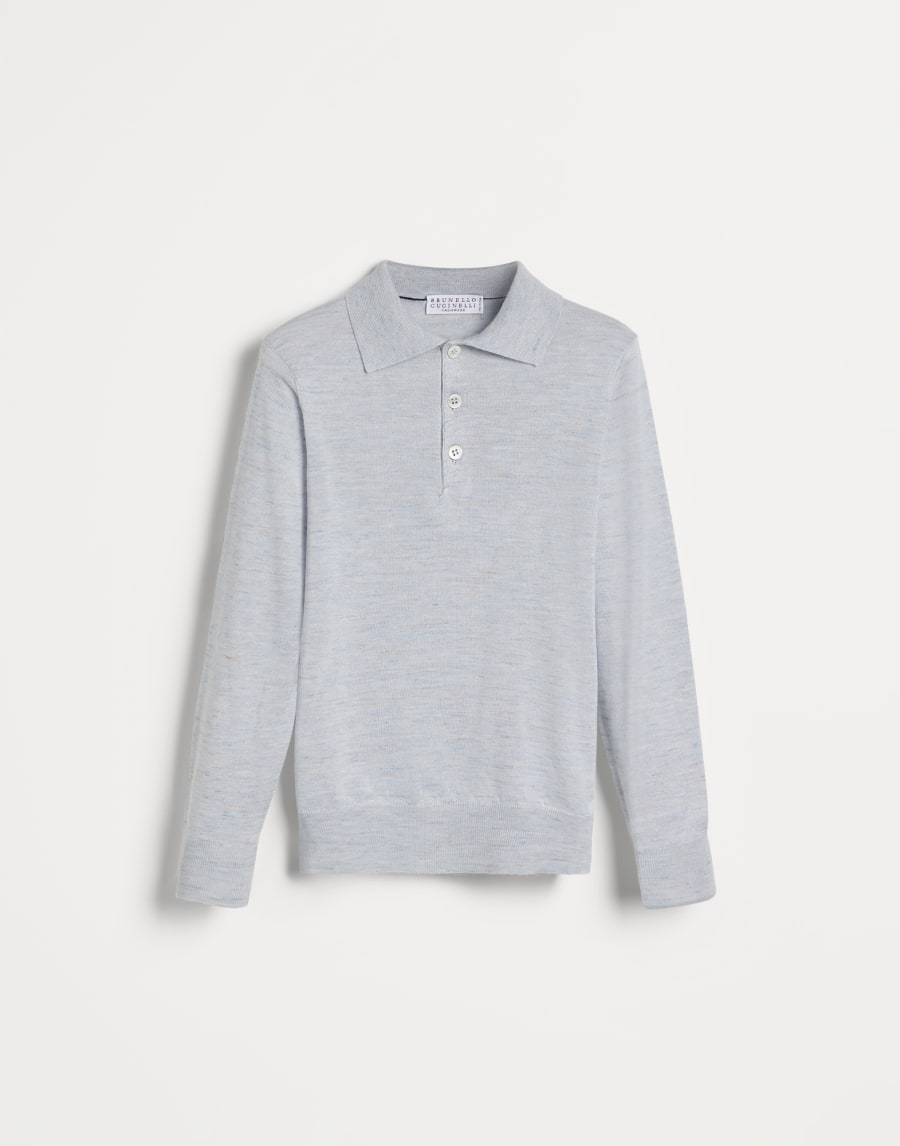 Lightweight knit polo Light Grey Boys - Brunello Cucinelli