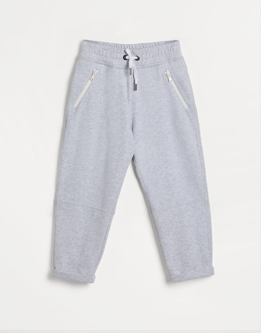 Smooth French terry trousers Light Grey Girls - Brunello Cucinelli