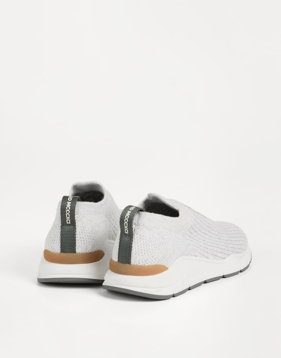 徽标装饰针织套穿运动鞋 白色 男童 - Brunello Cucinelli
