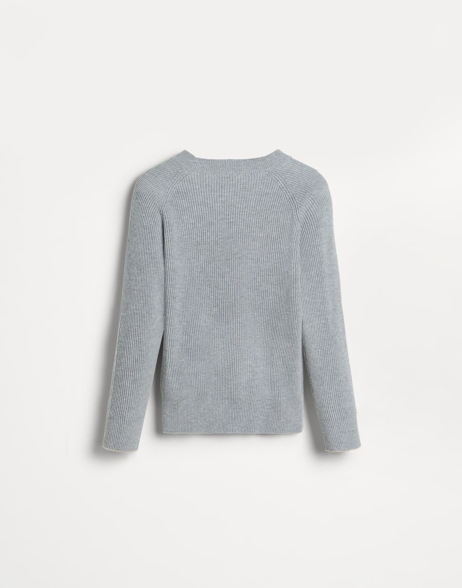 Cotton English rib sweater Light Grey Boys - Brunello Cucinelli