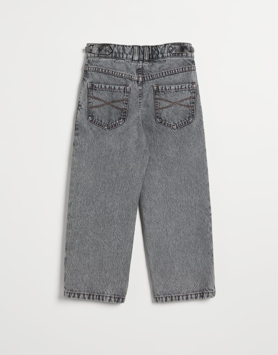Straight trousers with monili Grey Denim Girls - Brunello Cucinelli