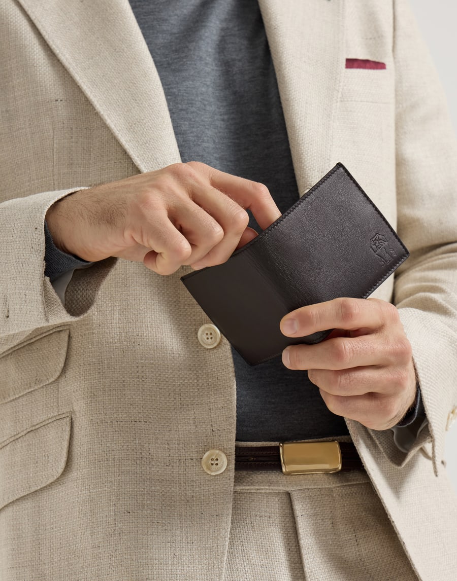 Calfskin wallet Rust Brown Man - Brunello Cucinelli