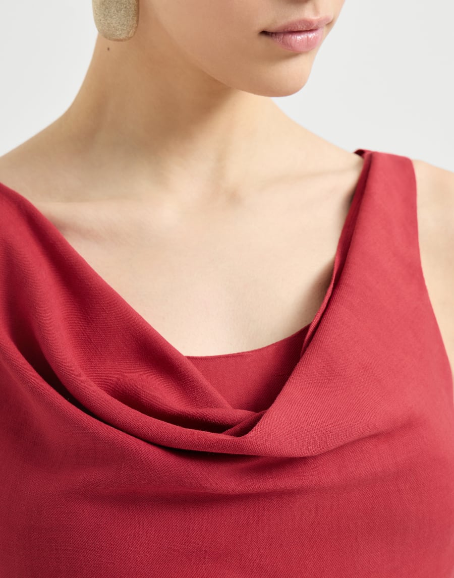 顺滑斜纹布无袖上衣 红色 女款 - Brunello Cucinelli