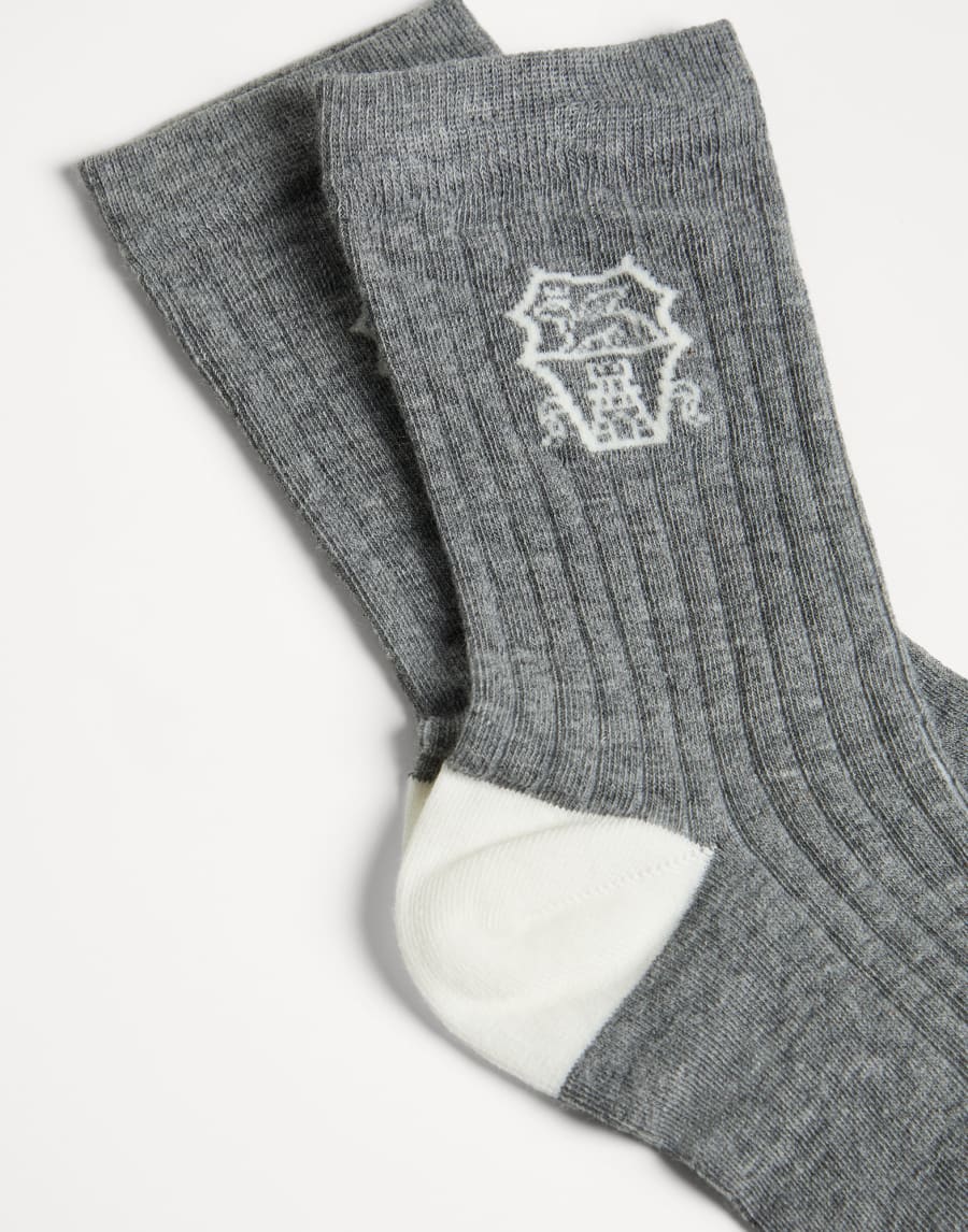 Rib knit socks with inlay Dark Grey Boys - Brunello Cucinelli