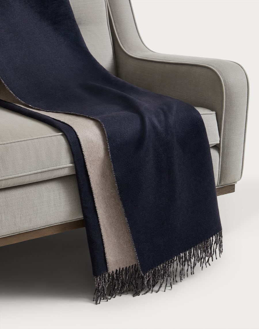 Silk double cloth throw Blue Lifestyle - Brunello Cucinelli