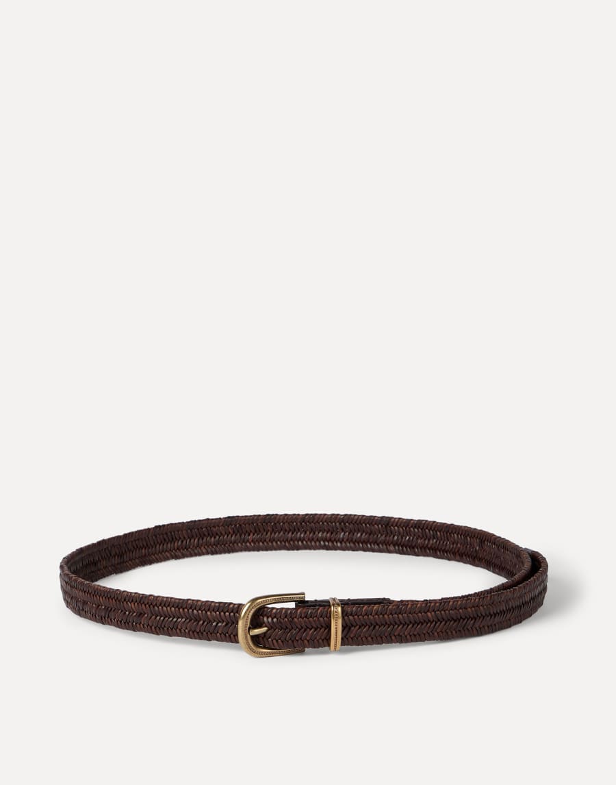 Ремень из эластичной плетеной кожи Коричневый Женщина - Brunello Cucinelli