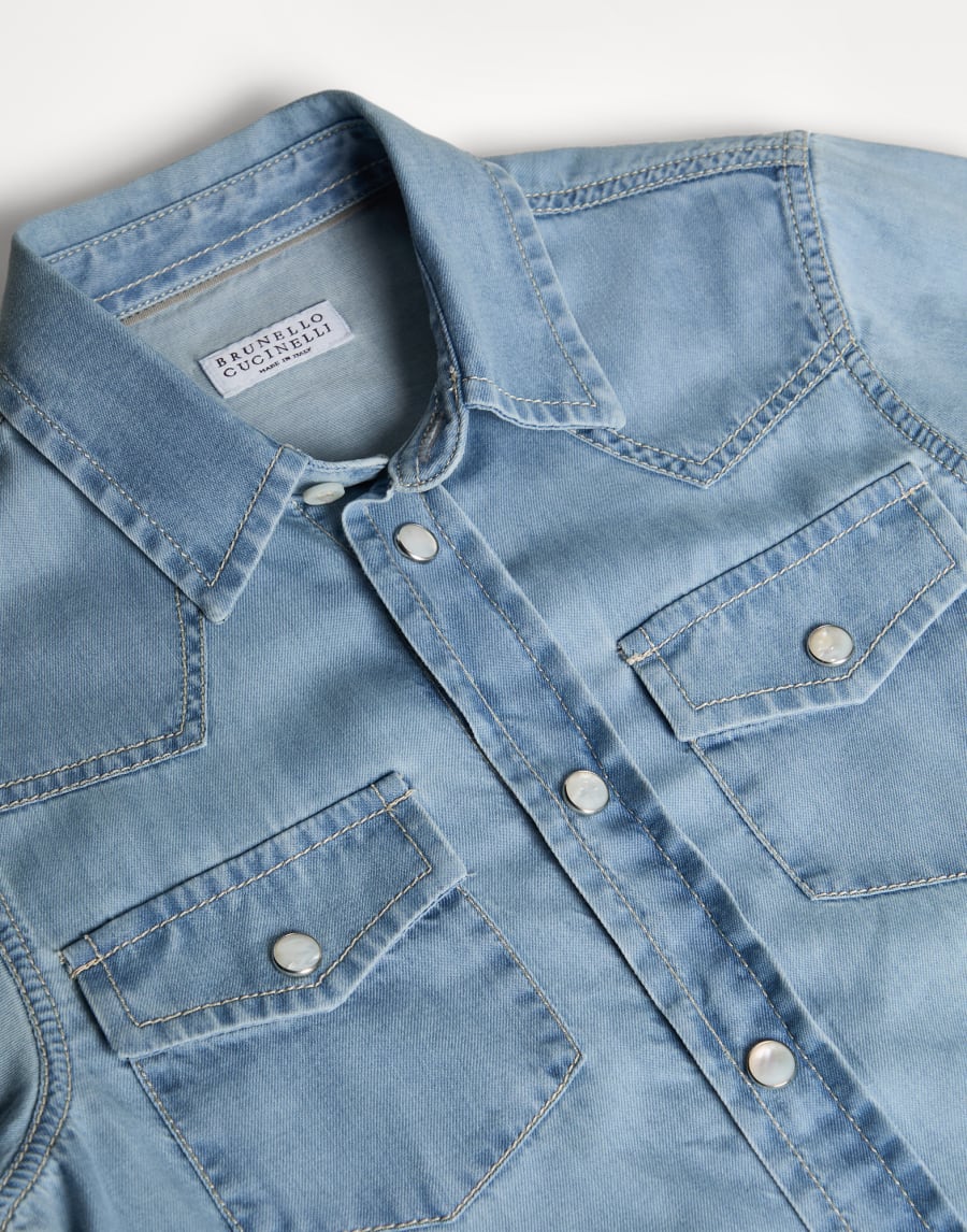 薄牛仔布衬衫 浅牛仔色 男童 - Brunello Cucinelli