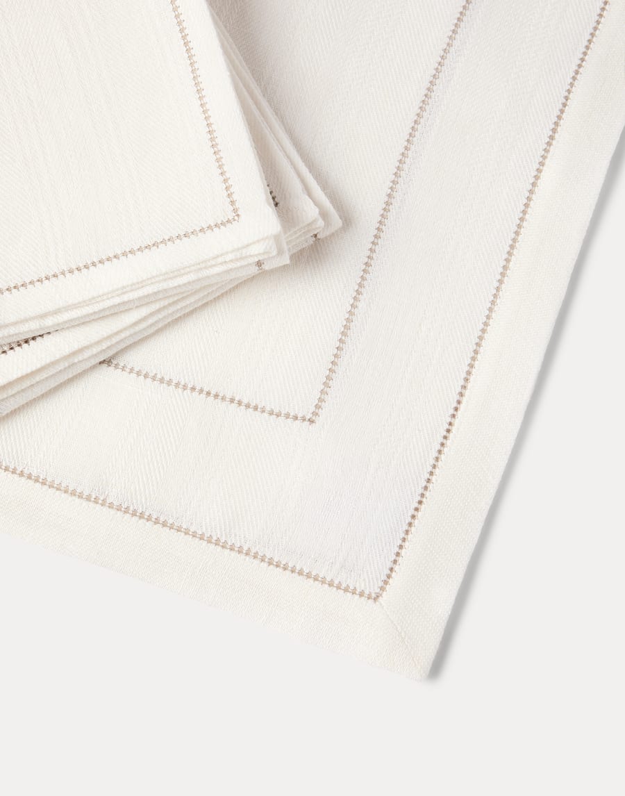 Раннер и 2 салфетки из льна в полоску Светло-бежевый Стиль жизни - Brunello Cucinelli