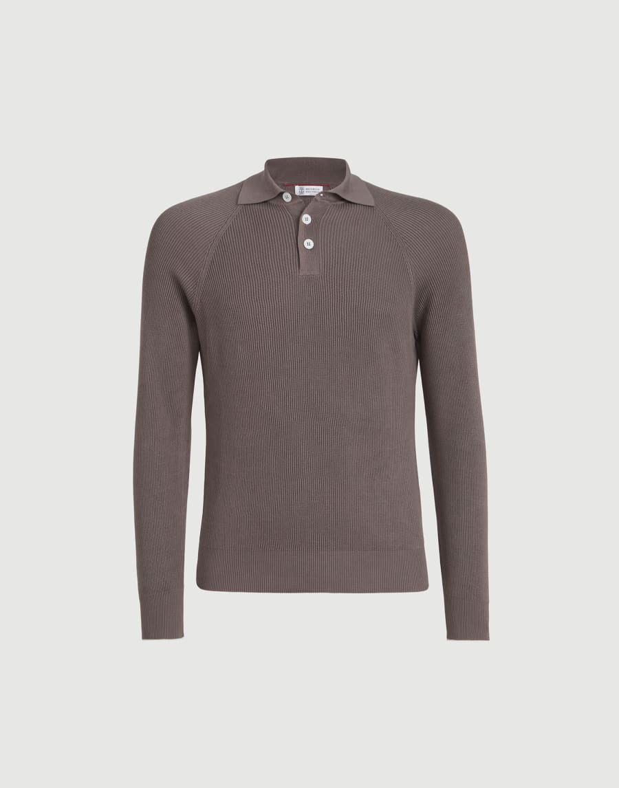 Polo de punto acanalado Avellana Hombre - Brunello Cucinelli