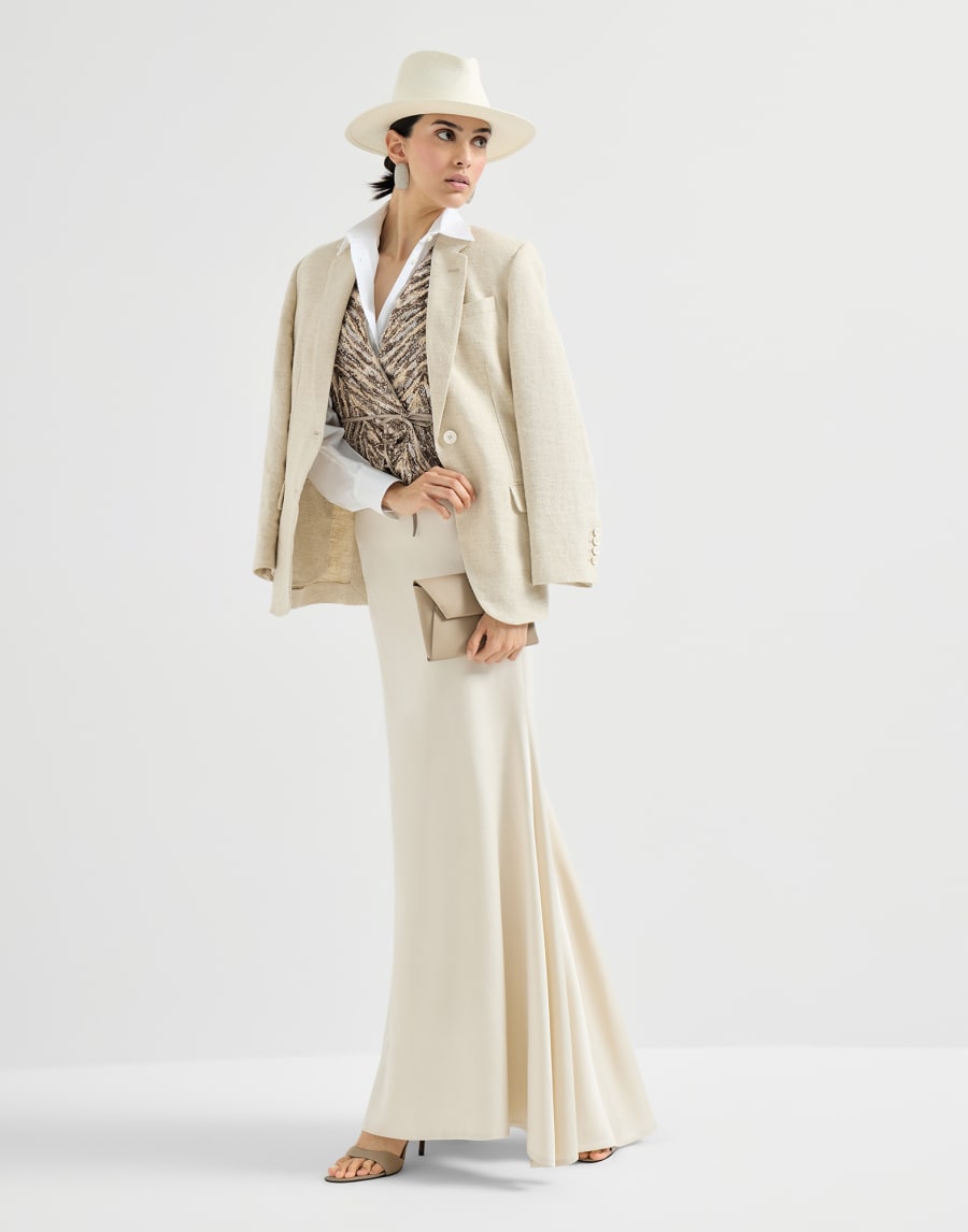 Chaleco Dazzling Chevron Embroidery Marrón Mujer - Brunello Cucinelli