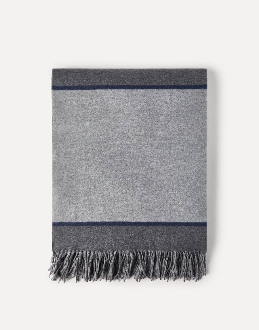 Silk throw with fringe Medium Grey Lifestyle - Brunello Cucinelli