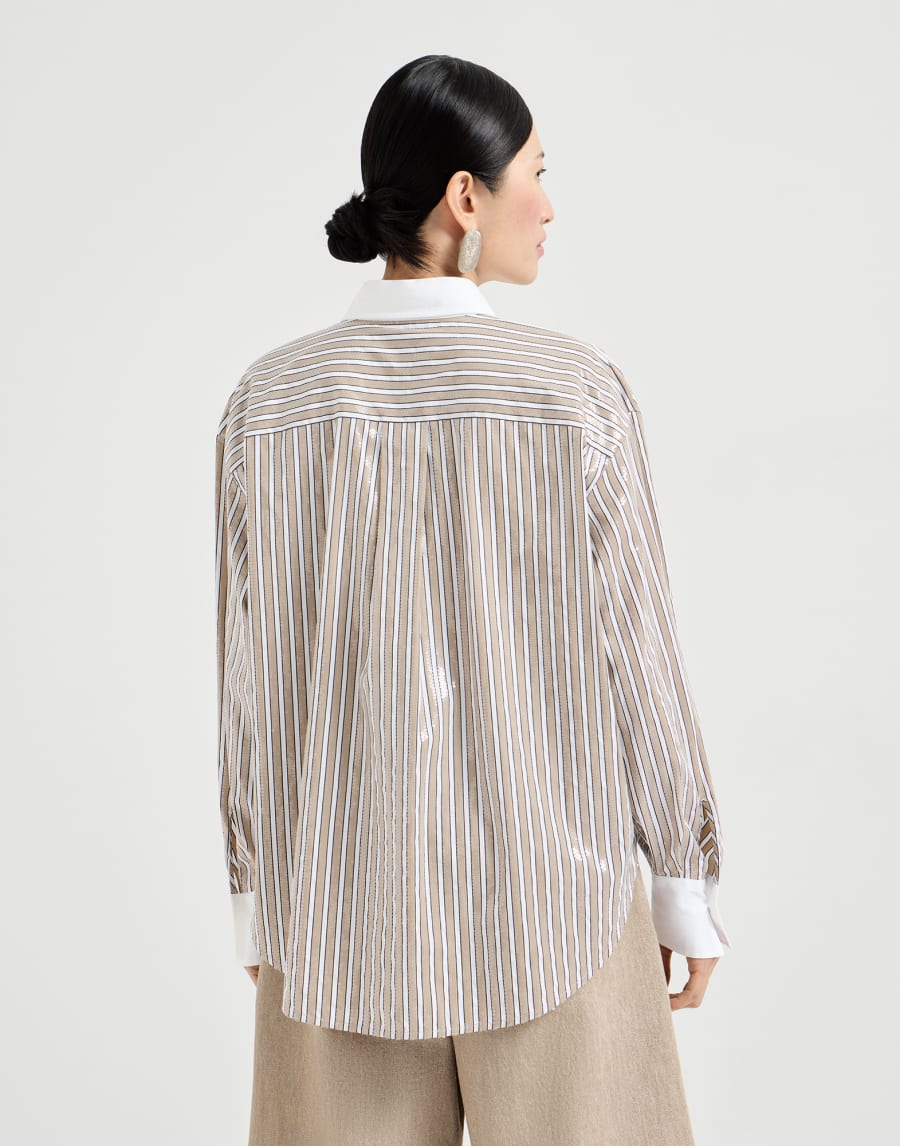 Bluse mit Dazzling Stripes Beige Damen - Brunello Cucinelli