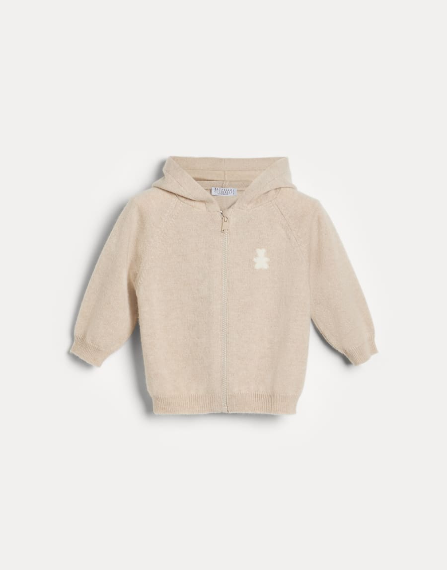 Baby Bernie hoodie with zipper Beige Baby - Brunello Cucinelli