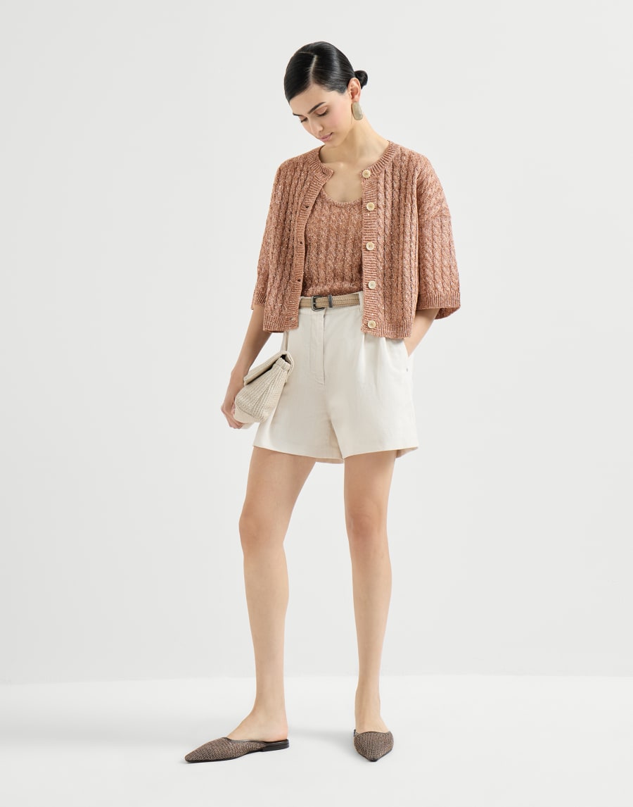 Baggy shorts with monili Chalk Woman - Brunello Cucinelli
