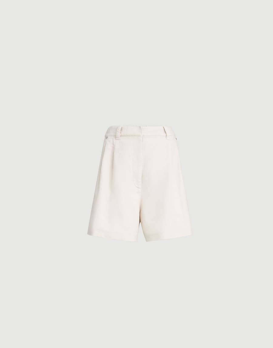 Baggy shorts with monili Chalk Woman - Brunello Cucinelli
