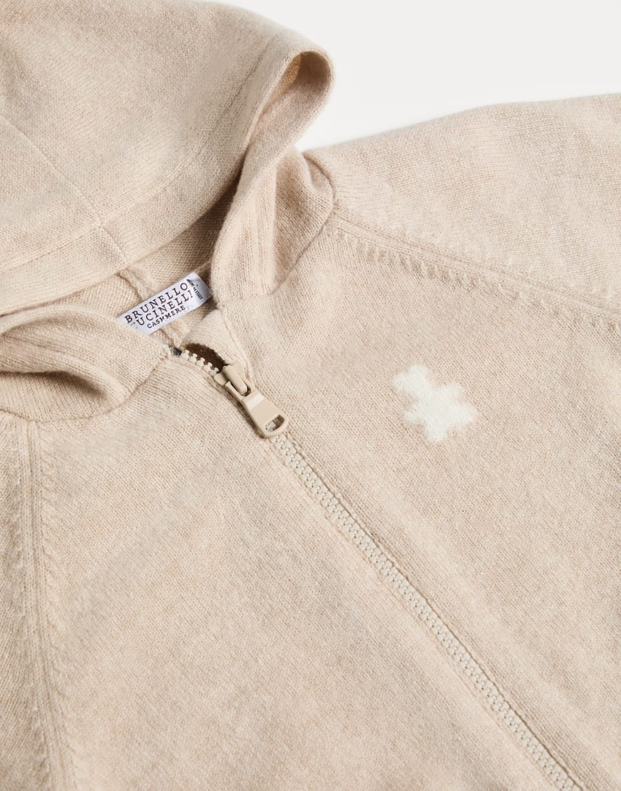 Baby Bernie hoodie with zipper Beige Baby - Brunello Cucinelli