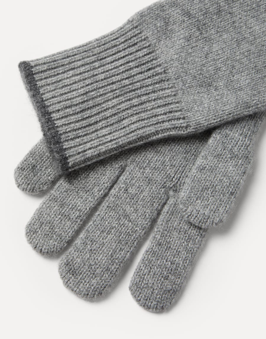 Cashmere knit gloves Grey Man - Brunello Cucinelli