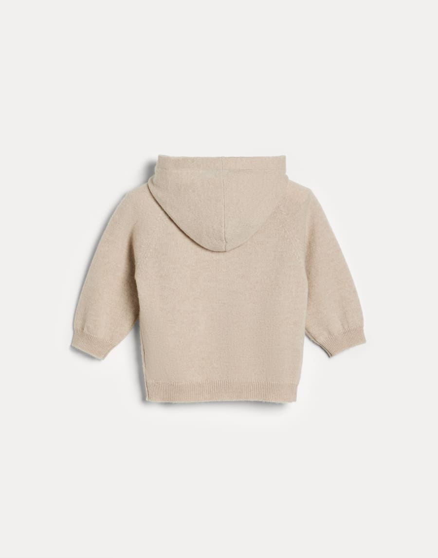 Baby Bernie hoodie with zipper Beige Baby - Brunello Cucinelli