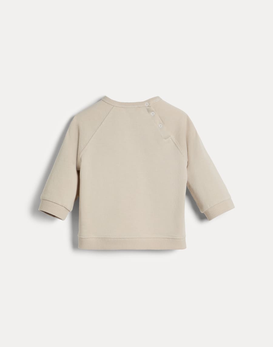 Cotton French terry Baby Bernie sweatshirt Sand Baby - Brunello Cucinelli