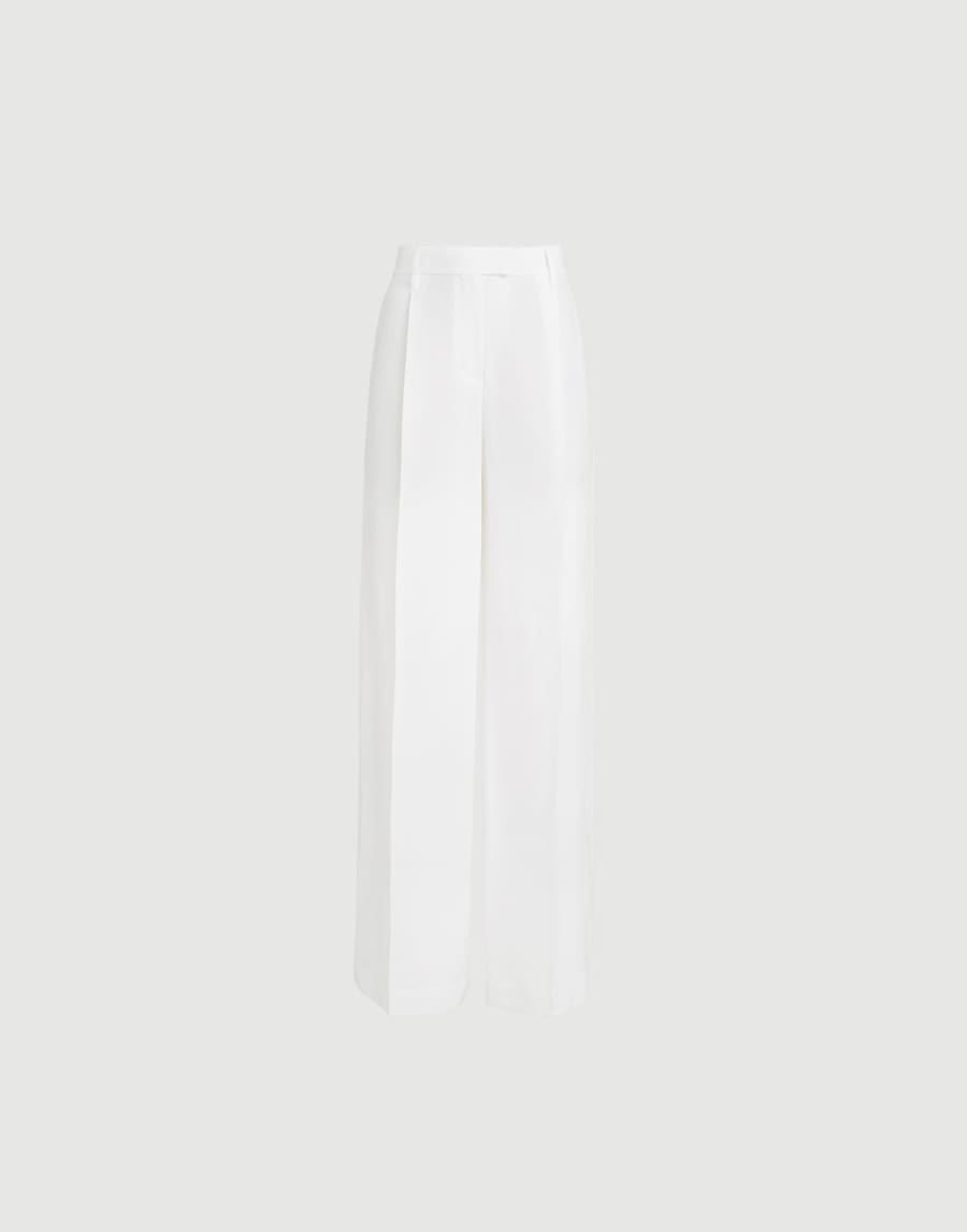 Pantalon Loose Pleated Blanc Femme - Brunello Cucinelli