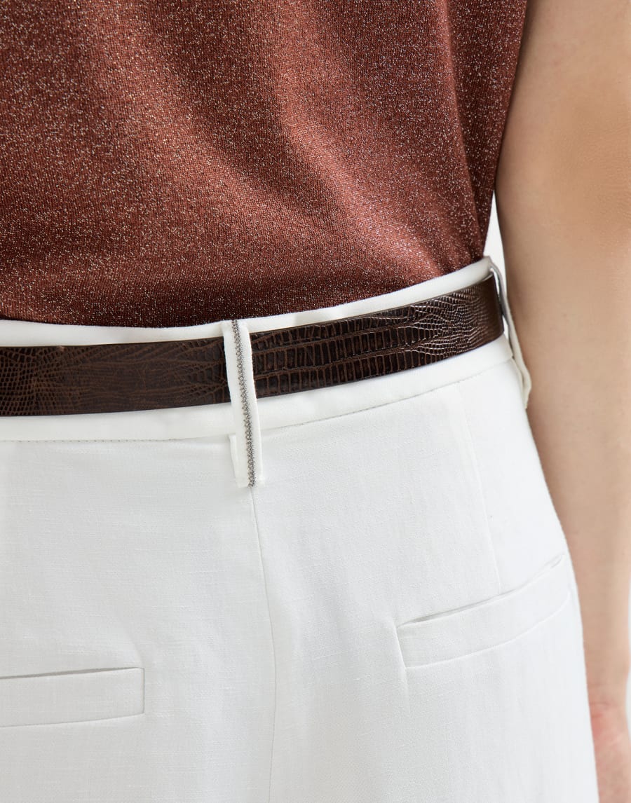 Pantalon Loose Pleated Blanc Femme - Brunello Cucinelli