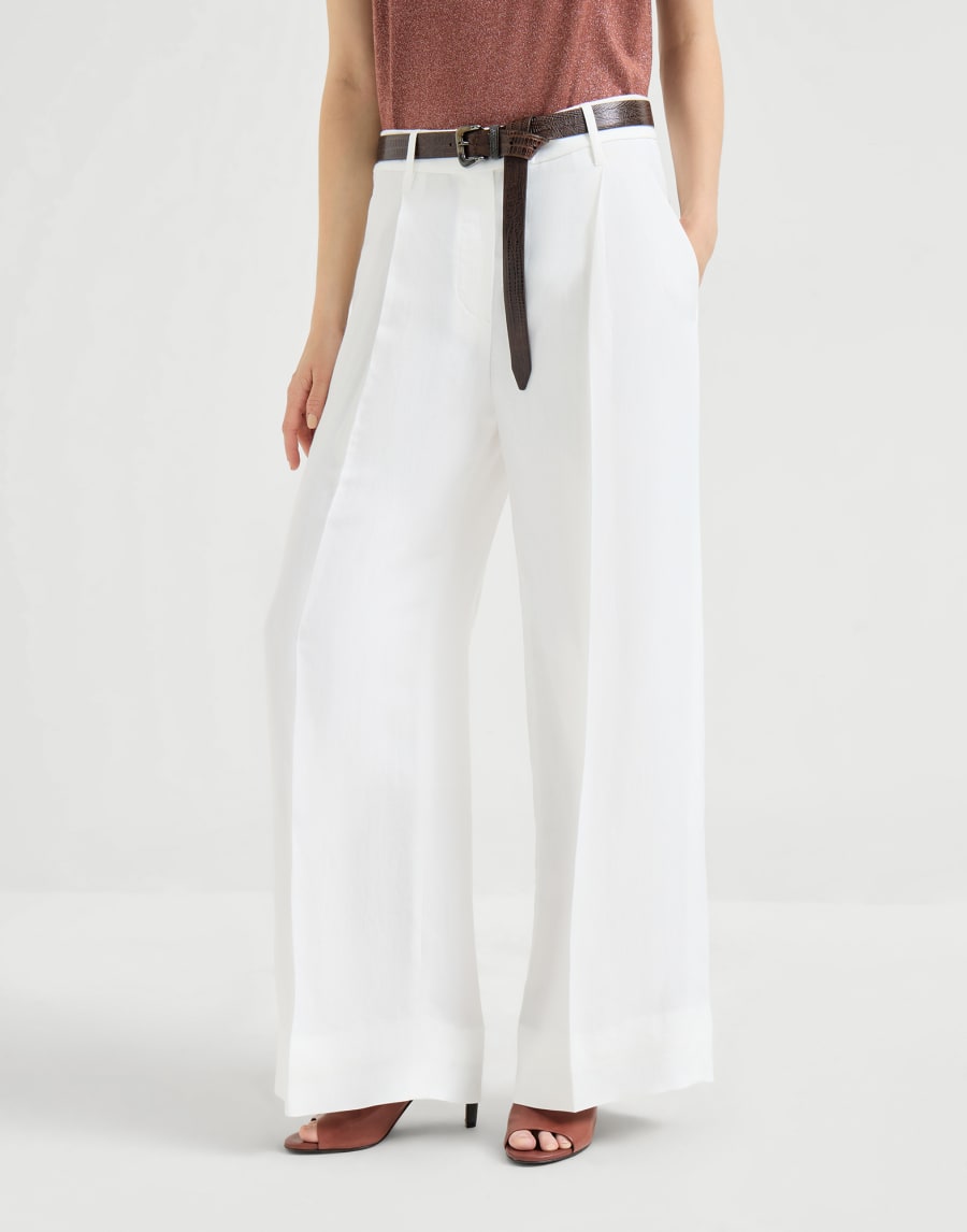Pantalon Loose Pleated Blanc Femme - Brunello Cucinelli