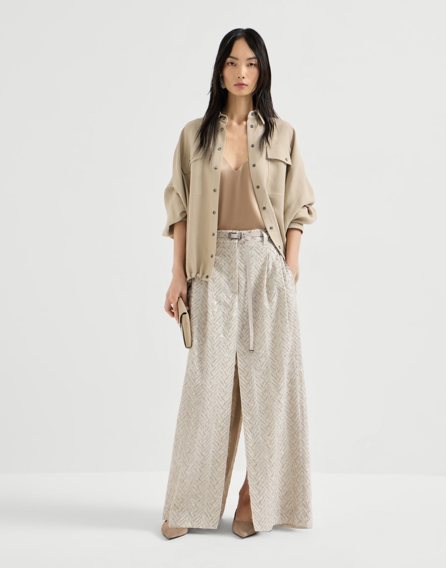 ダズリングヘリンボーン スカート ベージュ レディース - Brunello Cucinelli