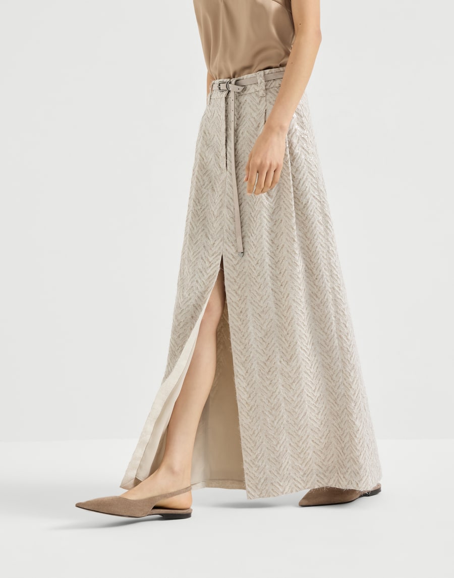 ダズリングヘリンボーン スカート ベージュ レディース - Brunello Cucinelli