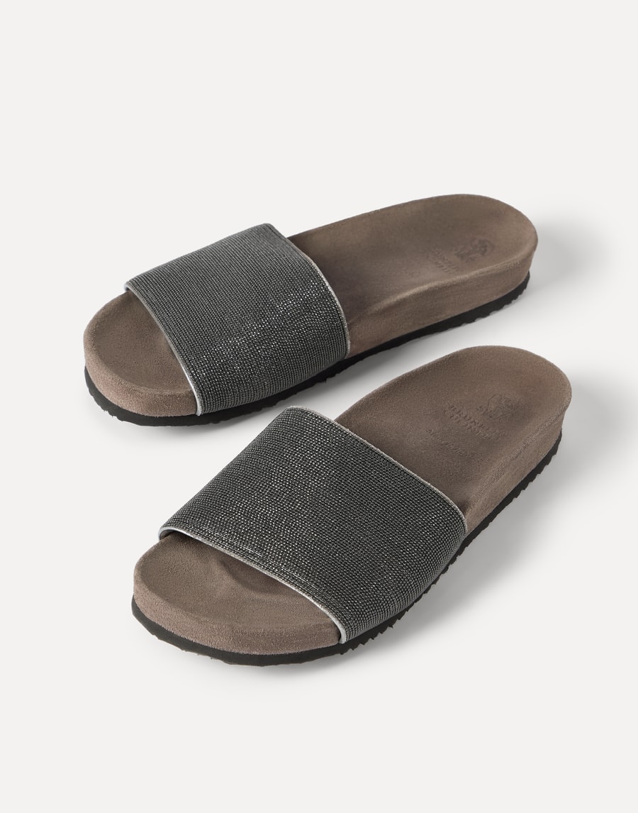 Mules fantaisie en daim Argent Femme - Brunello Cucinelli