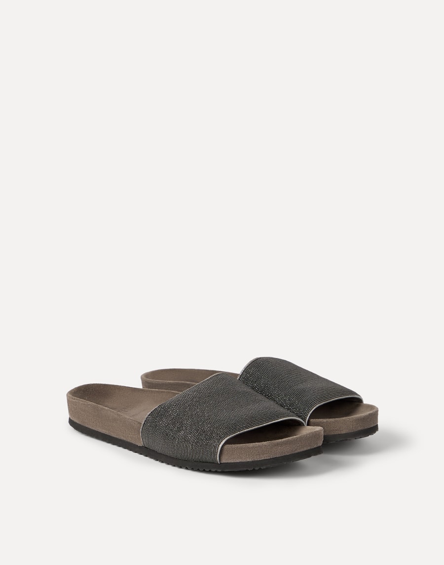 Mules fantaisie en daim Argent Femme - Brunello Cucinelli